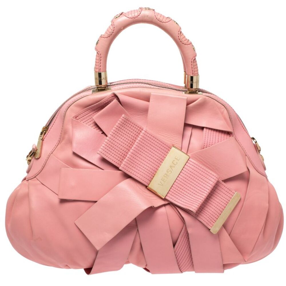 Versace Venita Bow Pink Leather Satchels